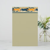 Art Nouveau Cats en Flowers Stationery Briefpapier (Staand voorkant)