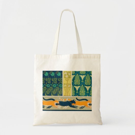 Art Nouveau Cats en Flowers Tote Bag (Voorkant)