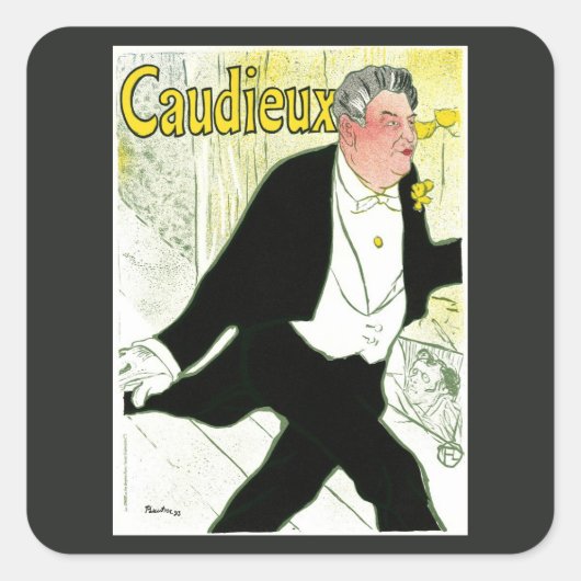  Art Nouveau, Caudieux van Toulouse Lautrec Vierkante Sticker (Voorkant)