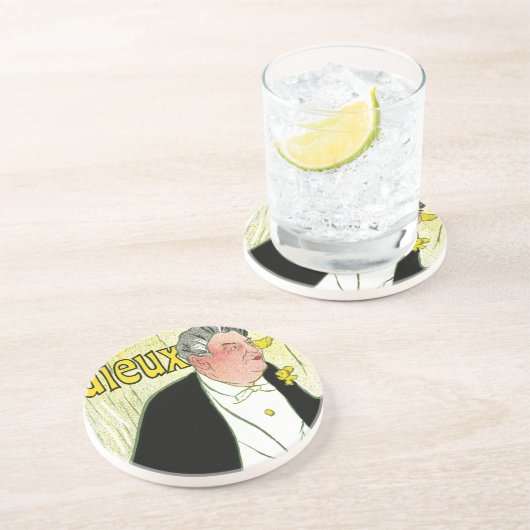  Art Nouveau, Caudieux van Toulouse Lautrec Zandsteen Onderzetter (Zijkant)