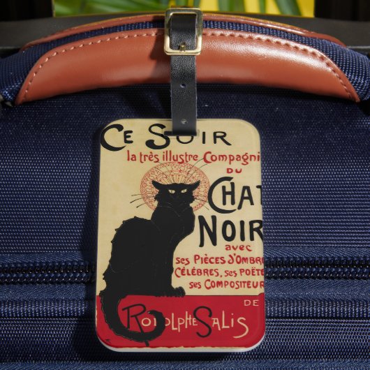 Art Nouveau, Ce Soir Chat Noir Black Cat Bagagelabel (Voorkant Insitu 2)
