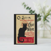 Art Nouveau, Ce Soir Chat Noir Black Cat Briefkaart (Staand voorkant)