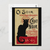 Art Nouveau, Ce Soir Chat Noir Black Cat Briefkaart (Voorkant / Achterkant)