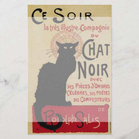  Art Nouveau, Ce Soir Chat Noir Black Cat Briefpapier (Voorkant)