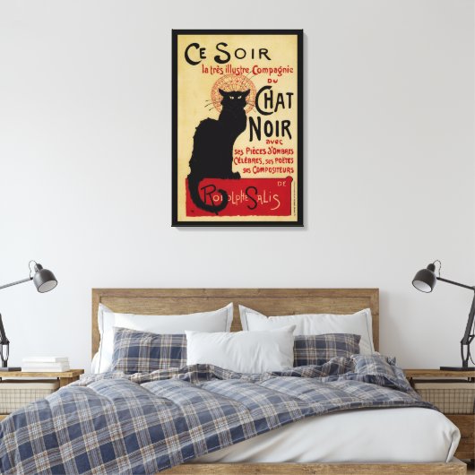 Art Nouveau, Ce Soir Chat Noir Black Cat Canvas Afdruk (Insitu (Slaapkamer))