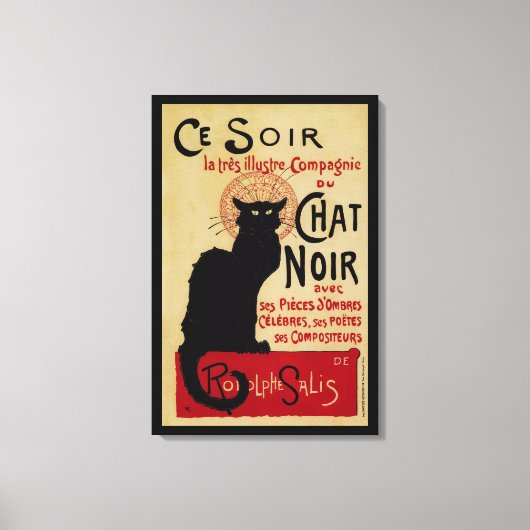 Art Nouveau, Ce Soir Chat Noir Black Cat Canvas Afdruk (Voorkant)
