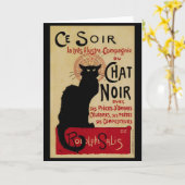 Art Nouveau, Ce Soir Chat Noir Black Cat Kaart (Gele Bloem)
