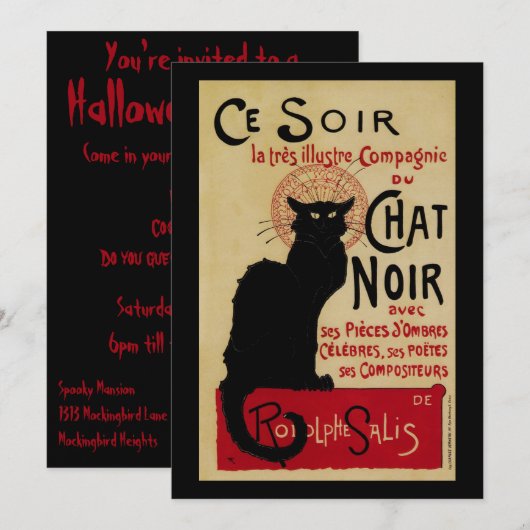  Art Nouveau, Ce Soir Chat Noir Black Cat Kaart (Voorkant / Achterkant)
