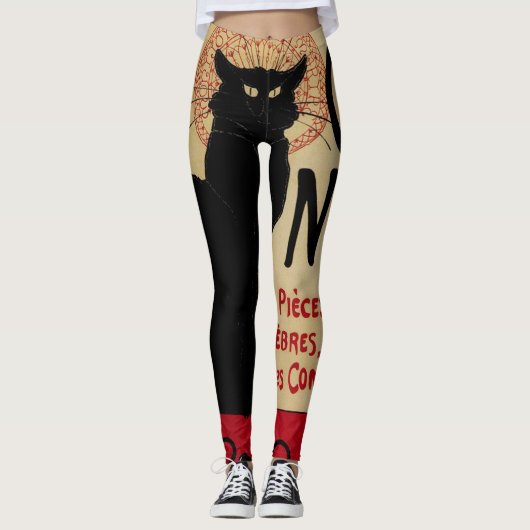 Art Nouveau, Ce Soir Chat Noir Black Cat Leggings (Voorkant)