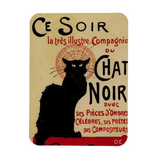 Art Nouveau, Ce Soir Chat Noir Black Cat Magneet (Verticaal)