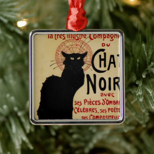 Art Nouveau, Ce Soir Chat Noir Black Cat Metalen Ornament