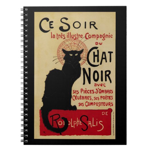  Art Nouveau, Ce Soir Chat Noir Black Cat Notitieboek (Voorkant)