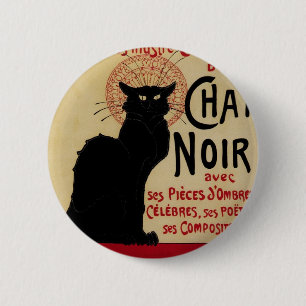 Art Nouveau, Ce Soir Chat Noir Black Cat Ronde Button 5,7 Cm