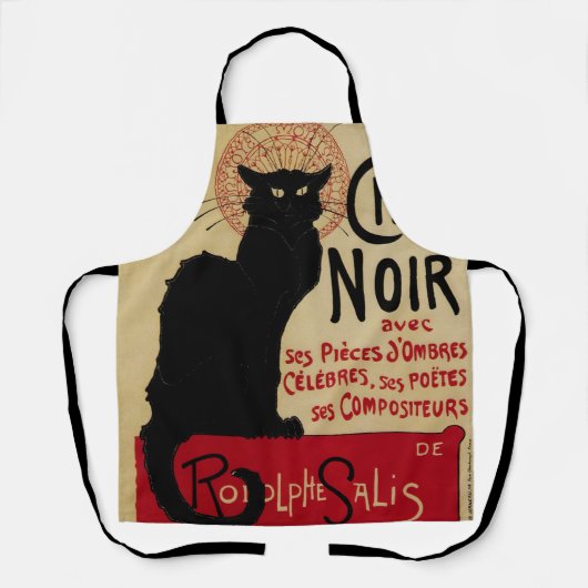 Art Nouveau, Ce Soir Chat Noir Black Cat Schort (Voorkant)