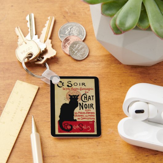  Art Nouveau, Ce Soir Chat Noir Black Cat Sleutelhanger (Bureau)