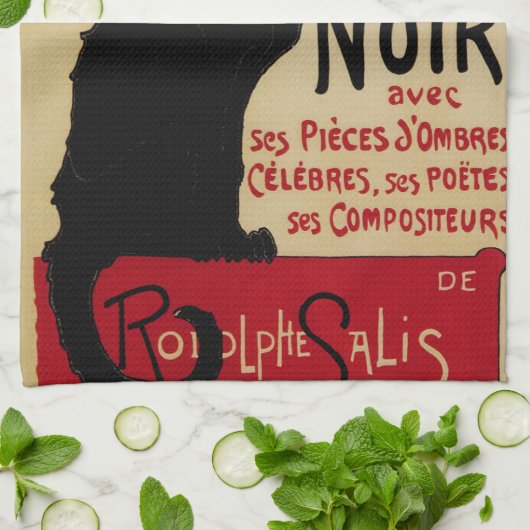  Art Nouveau, Ce Soir Chat Noir Black Cat Theedoek (Gevouwen)