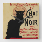  Art Nouveau, Ce Soir Chat Noir Black Cat Vierkante Klok (Voorkant)