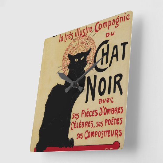  Art Nouveau, Ce Soir Chat Noir Black Cat Vierkante Klok (Hoek)