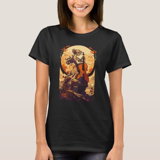 Art Nouveau Cello Girl Beautiful Cello Player T-shirt (Voorkant)