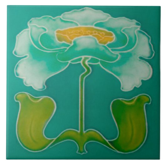 Art Nouveau ceramic firepkace Wall Tile Tegeltje (Voorkant)