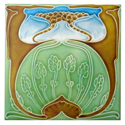 Art Nouveau Ceramic Fireplace Wall Tegel Tegeltje (Voorkant)