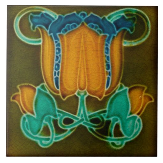 Art Nouveau Ceramic Fireplace Wall Tegel Tegeltje (Voorkant)