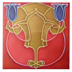 Art Nouveau Ceramic Fireplace Wall Tegel Tegeltje