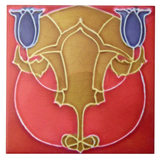 Art Nouveau Ceramic Fireplace Wall Tegel Tegeltje (Voorkant)