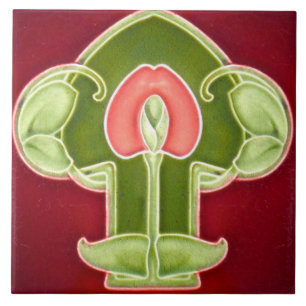 Art Nouveau Ceramic Fireplace Wall Tegel Tegeltje