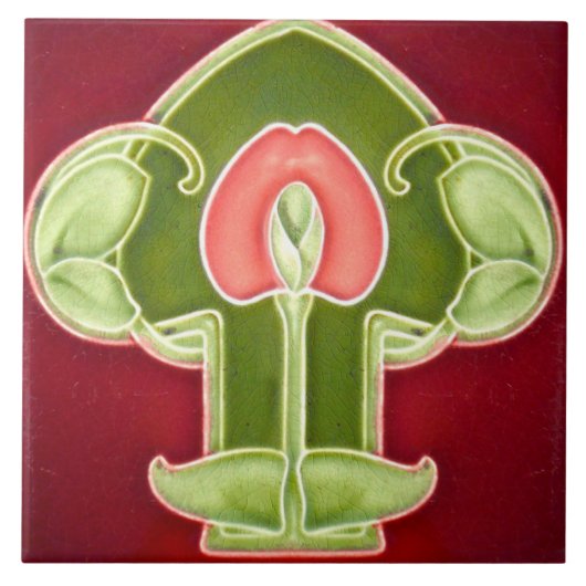 Art Nouveau Ceramic Fireplace Wall Tegel Tegeltje (Voorkant)