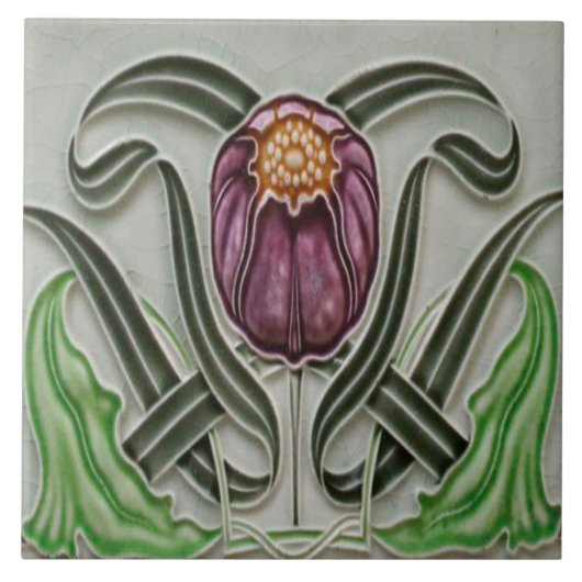 Art Nouveau Ceramic Fireplace Wall Tegel Tegeltje (Voorkant)