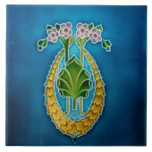 Art Nouveau ceramic fireplace wall tile blue Tegeltje (Voorkant)