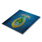 Art Nouveau ceramic fireplace wall tile blue Tegeltje (Zijkant)