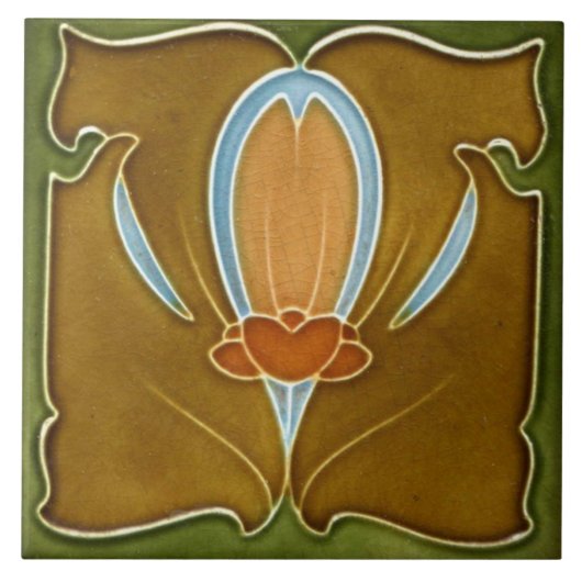 Art nouveau ceramic fireplace wall tile murals tegeltje (Voorkant)