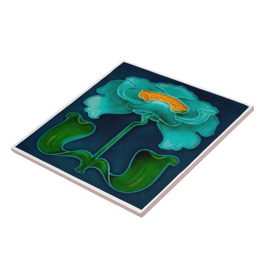 Art Nouveau Ceramic Fireplace Wall tile Tegeltje (Zijkant)