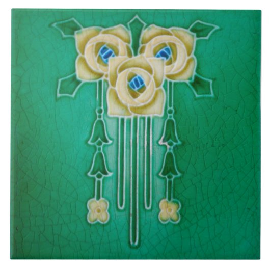 Art Nouveau Ceramic Fireplace Wall tile Tegeltje (Voorkant)