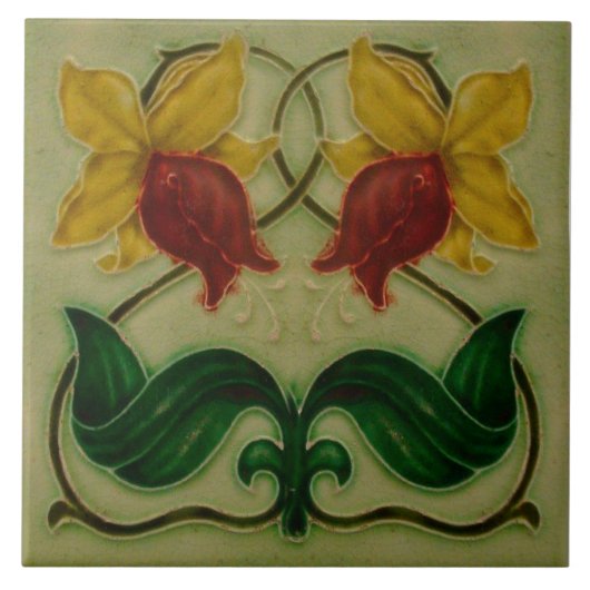 Art Nouveau ceramic fireplace wall tile Tegeltje (Voorkant)