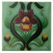 Art Nouveau Ceramic fireplace wall tile Tegeltje (Voorkant)