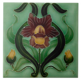 Art Nouveau Ceramic fireplace wall tile Tegeltje