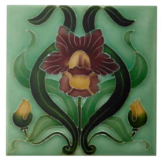 Art Nouveau Ceramic fireplace wall tile Tegeltje (Voorkant)