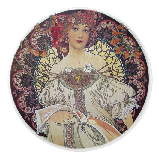 Art Nouveau Ceramic Knob. Keramische Knop (Voorkant)