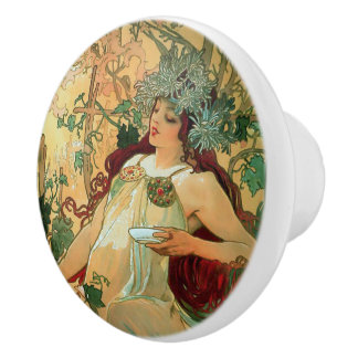 Art Nouveau Ceramic Knob. Keramische Knop