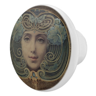 Art Nouveau Ceramic Knob. Keramische Knop