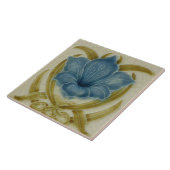 Art Nouveau Ceramic Tegel- Blue Flower Tegeltje (Zijkant)