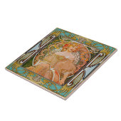 Art Nouveau Ceramic Tile Alphose Mucha Design 01 Tegeltje (Zijkant)