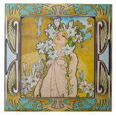 Art Nouveau Ceramic Tile Alphose Mucha Design 04 Tegeltje (Voorkant)