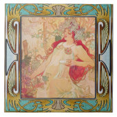 Art Nouveau Ceramic Tile Alphose Mucha Design 05 Tegeltje (Voorkant)