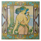 Art Nouveau Ceramic Tile Alphose Mucha Design 08 Tegeltje (Voorkant)