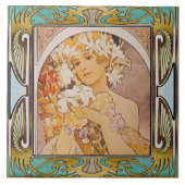 Art Nouveau Ceramic Tile Alphose Mucha Design 11 Tegeltje (Voorkant)