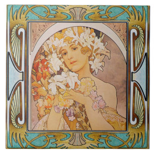 Art Nouveau Ceramic Tile Alphose Mucha Design 11 Tegeltje